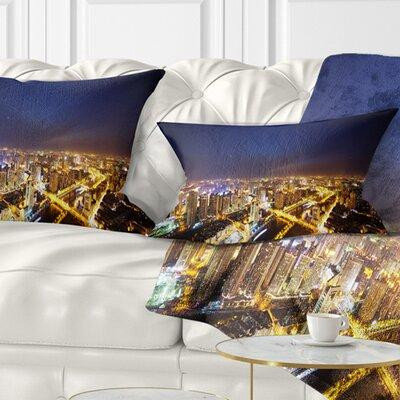 East Urban Home Cityscape Downtown Nighttime Panorama Lumbar Pillow in Bedding