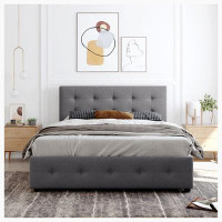 Red Barrel Studio Upholstered Platform Bed with Classic Headboard and 4 Drawers