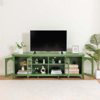 Red Barrel Studio TV Stand with Four Cabinets, Solid Wood Frame, Changhong Glass Door