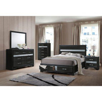 Black Friday Special - 5 Piece Naima Black, White or Gray Queen/Eastern King Bed, Night Stand, Mirror,  Dresser & Chest