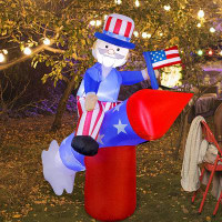 The Holiday Aisle® 5.6 FT Patriotic Independence Day 4Th Of July Inflatable Uncle Sam On Rocket, LED Blow Up Lighted Hol