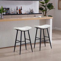 George Oliver Linen fabric Upholstered Bar Stool Set of 2 With Footrest