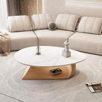 HIGH CHESS Modern Simple Cream Style Sintered Stone Coffee Table