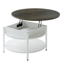 Latitude Run® Latitude Run® Round Lift Top Coffee Table With Storage Modern Farmhouse Centre Table With Shelf Small 2 Ti