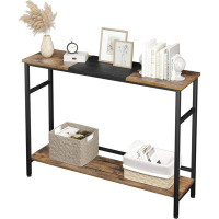 17 Stories 2 Tier Entryway Table, Console Tables With Storage, 39.3”Rustic Sofa Table With Adjustable Shelf