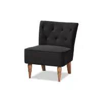 Everly Quinn Lefancy  Harmon Modern and Fabric Upholstered and Walnut Brown Finished Wood Accent Chair