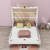 Trinx Wood Car Shaped Canopy Bed with 3D Carving Pattern