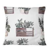East Urban Home House Plants In Brown Pots No Pattern And Not Solid Colour Throw Pillow