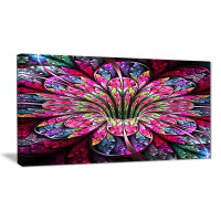 Made in Canada - East Urban Home 'Pink Blue Colourful Flower' Graphic Art Print on Canvas