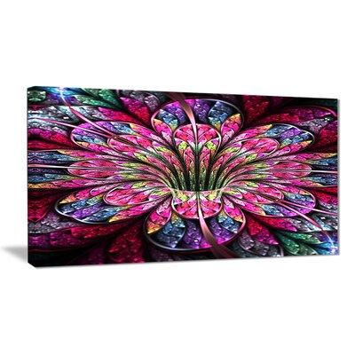 Made in Canada - East Urban Home 'Pink Blue Colourful Flower' Graphic Art Print on Canvas in Home Décor & Accents