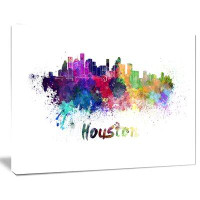Made in Canada - Design Art Houston Skyline Cityscape Painting Print on Wrapped Canvas