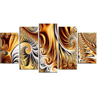 Design Art Metal 'Gold/Silver Ribbons Abstract' 5 Piece Graphic Art Set