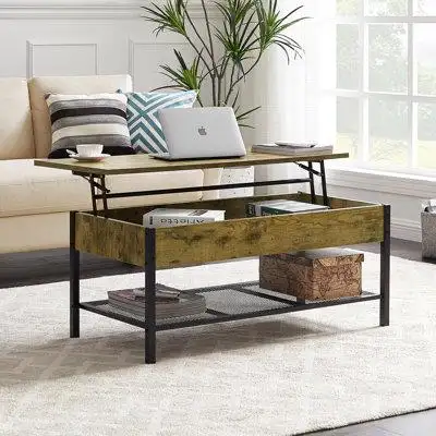 17 Stories TDC Wood Lift-Top Storage Coffee Table with Hidden Storage