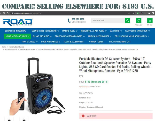 Pyle® PPHP127B 12-Inch Portable 800 Watt PA Speaker with Bluetooth in Speakers - Image 2