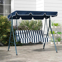 Porch Swing 67.7"L x 43.3"W x 60.2"H Blue and White