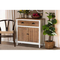 Rosalind Wheeler Modern Contemporary Office Home Utility Cabinet Storage Oak Brown And White Finish