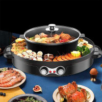 YXSUN Electric Hot Pot BBQ 2 in 1 2200 W Double Separation Barbecue Grill Household Hot Pot