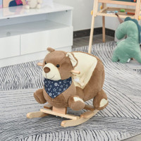 KIDS RIDE-ON ROCKING HORSE TOY BEAR STYLE ROCKER WITH FUN MUSIC &amp; SOFT PLUSH FABRIC FOR CHILDREN 18-36 MONTHS