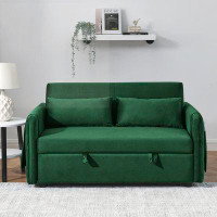 Everly Quinn Velvet Loveseat Sofa With Pull Out Bed
