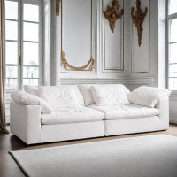 Hokku Designs 102.36" White linen Modular Sofa cushion couch