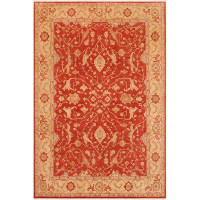 Isabelline Dorn Oriental Handmade Hand-Knotted Rectangle 8'6" x 11'5" Wool Area Rug in Red/Tan