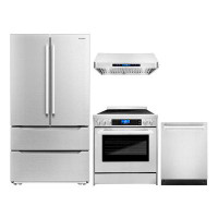 Cosmo 4 Piece Kitchen Package with French Door Refrigerator & 29.8" Freestanding Electric Range