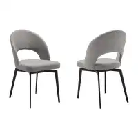 Wade Logan Cardale Swivel Modern Dining Chairs in Fabric Upholstery with Black Metal Legs