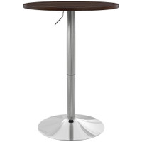 HIGH TOP BAR TABLE, ADJUSTABLE ROUND KITCHEN TABLE WITH SWIVEL TOP AND STEEL BASE, BISTRO TABLE FOR 2 PEOPLE, WALNUT