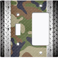 WorldAcc Metal Light Switch Plate Outlet Cover (Multi Camouflage Vertical - (L) Single Toggle / (R) Single Rocker)