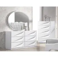 Orren Ellis Kogan 6 Drawer Double Dresser with Mirror