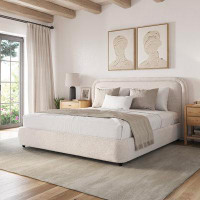 Latitude Run® Ivery Upholstered Boucle Bed with soft corners
