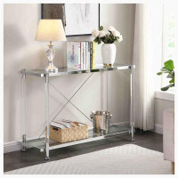 Wrought Studio Chrome Glass Sofa Table, Acrylic Side Table, Console Table For Living Room& Bedroom