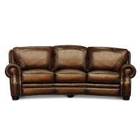 Eleanor Rigby Balmoral 118" Genuine Leather Rolled Arm Sofa