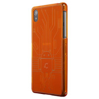 Xperia Z2 Case, Cruzerlite Bugdroid Circuit TPU Case Compatible for Sony Xperia Z2 - Orange