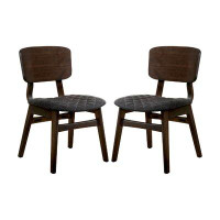Corrigan Studio Ensemble de 2 chaises d'appoint en bois massif et tissu en noyer gris et espresso