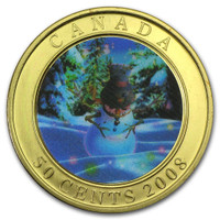 2008 50-CENT LENTICULAR HOLIDAY SNOWMAN COIN