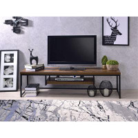 17 Stories Tomishige TV Stand In Weathered Oak & Black-16" H x 59" W x 16" D