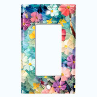 WorldAcc Metal Light Switch Plate Outlet Cover (Colourful Flower Field Bed - Single Rocker)