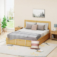 Latitude Run® Wood Platform Bed with Hydraulic Storage System and 2 Drawers