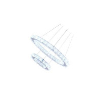 Everly Quinn Modern 2 Ring Crystal Chandelier LED Pendant Lighting Chrome Chandeliers Flush Mount Ceiling Light Fixtures