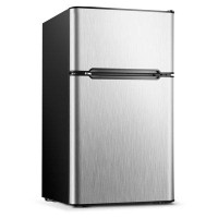 Simzlife Simzlife Double Door 3.2 Cu Ft Compact Refrigerator Mini Fridge With Freezer, Sliver