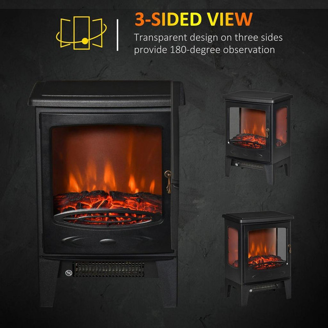 ELECTRIC FIREPLACE HEATER, FREESTANDING FIREPLACE STOVE WITH REALISTIC in Fireplace & Firewood - Image 4