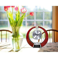 AllGiftFrames Unique Spinning Desk Clock Rotating 360 Degree Glass Wood Metal Desktop Timepiece Birthday Engraved Wife H