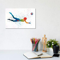 East Urban Home Woman Beach Volley Ball Player In Watercolor I - Wrapped Canvas Print
