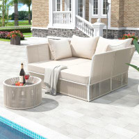 GZMWON 2-Piece Outdoor Sunbed And Coffee Table Set