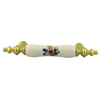 D. Lawless Hardware 3" Floral Ceramic Centre Pull Polished Brass