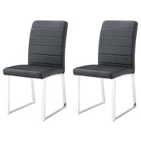 Brayden Studio Elegant Set Of 2 Black Pu Dining Chairs With High Backs For Kitchen & Living Room