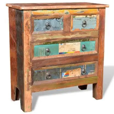 World Menagerie Reclaimed Cabinet Solid Wood with 4 Drawers