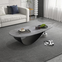 RARLON Artistic living room home light luxury modern rock panel coffee table oval
