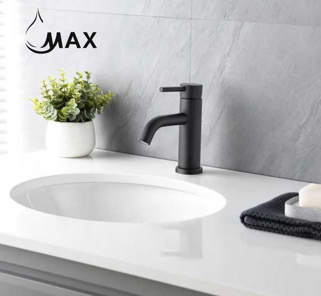 Single Handle Bathroom Faucet Round Design Matte Black Finish in Plumbing, Sinks, Toilets & Showers - Image 2